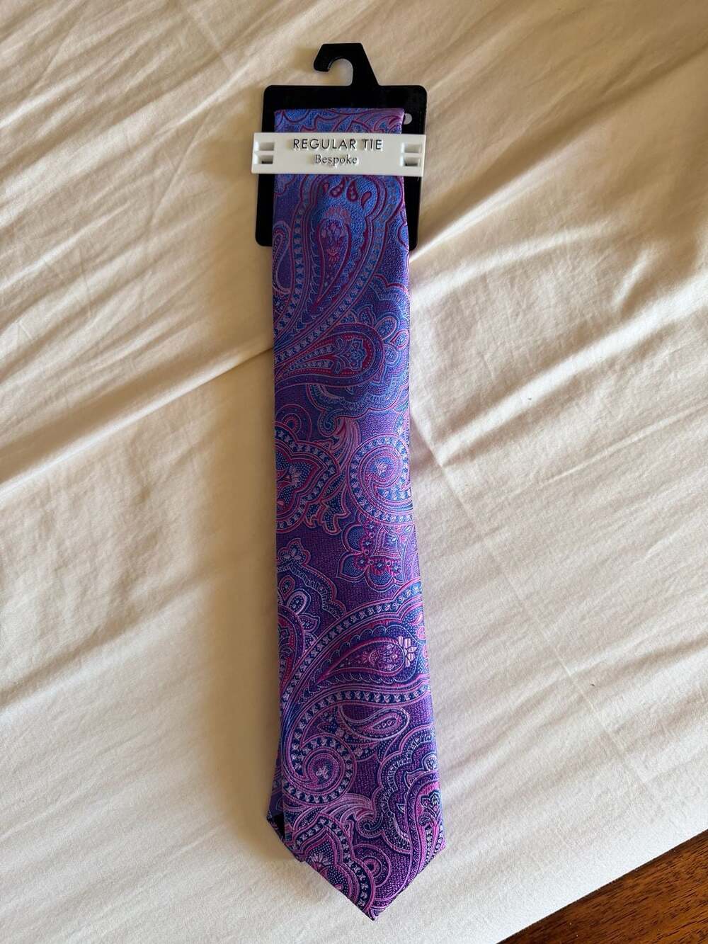 Bespoke New York Est 2012 Purple and Blue Paisley Patterned Regular Necktie
